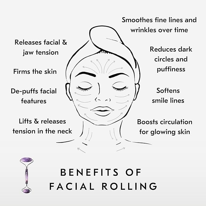 Mount Lai De-Puffing Amethyst Face Roller – The Stone of Tranquility, Facial Massager to Soothe, Calm & De-Puff Sensitive Skin, A Self-Care Ritual for Radiance-Velvo Beauty