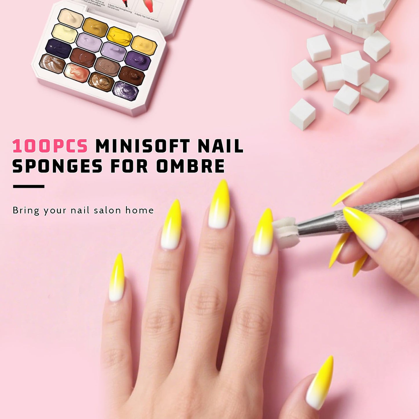 Sponge Pat Paint Nail Gel, Ombre Nails Gradient Gel Nail Blush Blooming Aura Nails Drawing Stripper Floral Painting DIY Nail Art, No Wipe, UV/LED Curing (16 Colors K)-Velvo Beauty