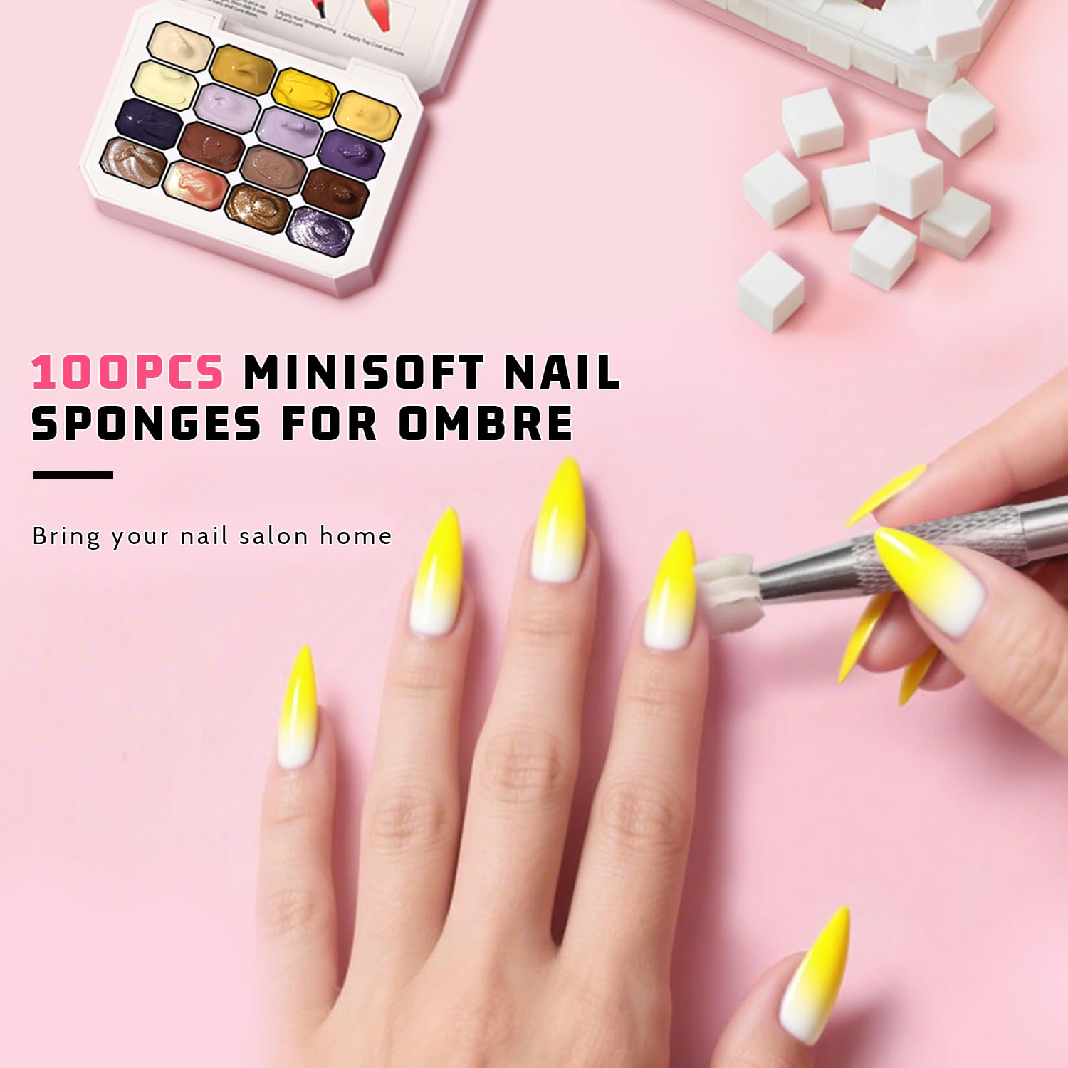 Sponge Pat Paint Nail Gel, Ombre Nails Gradient Gel Nail Blush Blooming Aura Nails Drawing Stripper Floral Painting DIY Nail Art, No Wipe, UV/LED Curing (16 Colors K)-Velvo Beauty