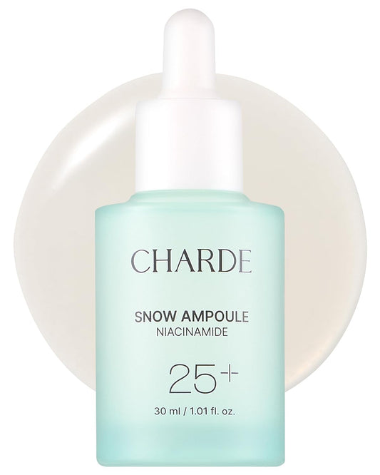 Charde Niacinamide 25% Snow Ampoule for Face, Dark Spot Care for Hyperpigmentation, Freckles & Sun Spots | Radiance Boosting with White Garcinia & Arbutin, Korean Skin Care, 1.01 fl. oz.-Velvo Beauty
