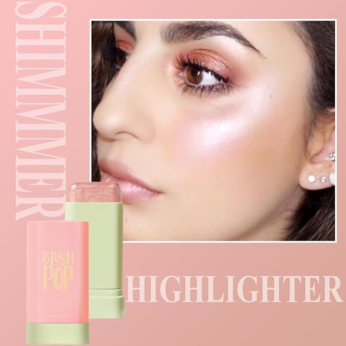 Blush Stick, Cream Blush Stick for Cheeks & Lips, Blendable Long-Lasting Multi-Use Contour Stick & Highlighter Makeup (#4 HIGHLIGHT)-Velvo Beauty