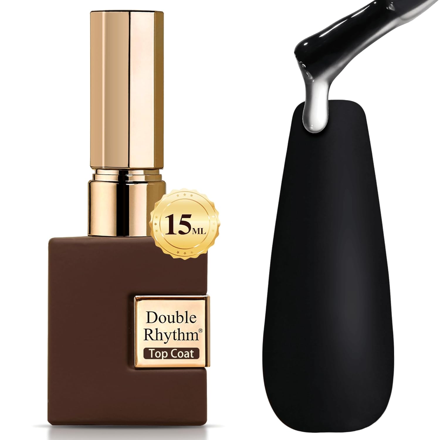 Double Rhythm 15ML No Wipe Gel Top Coat Base Coat Iridescent Glitter Shimmer 2 in 1 Nail Polish Soak Off Manicure DIY Home Salon (Matte Top Coat)-Velvo Beauty