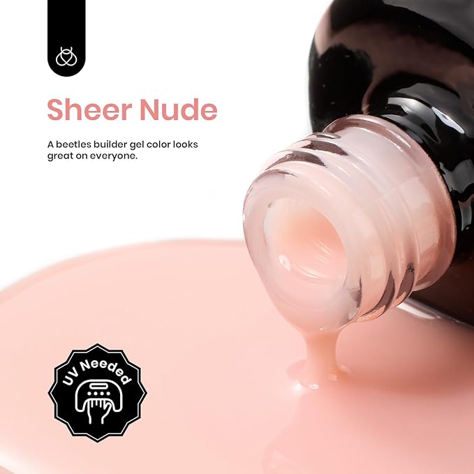 Beetles Builder Gel for Nails, 7 in 1 Builder Nail Gel Nude Jelly Beige Color Building Nail Apex & Nail Extension Strengthener Thin Nails DIY Nail Art Design for Beginner Women-Velvo Beauty
