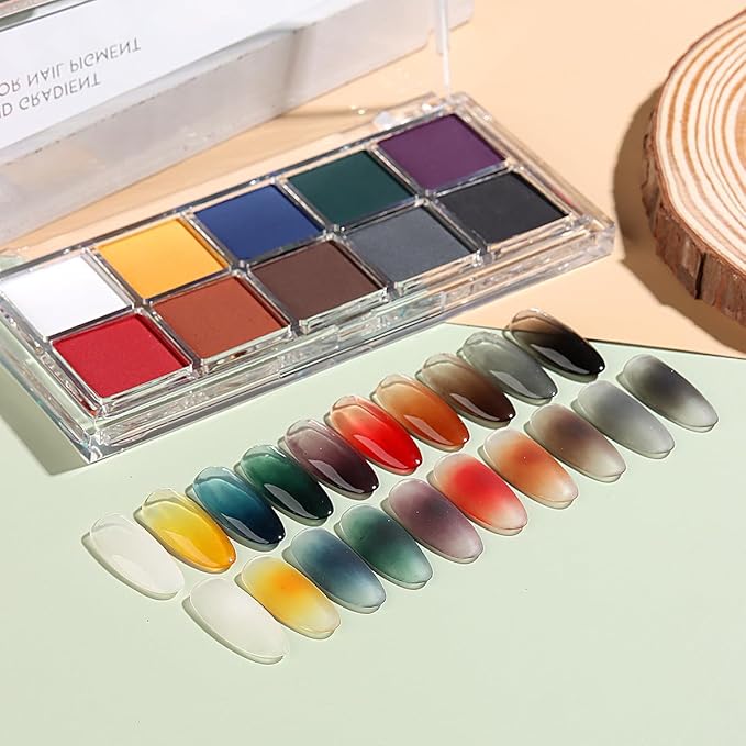 10 Colors Solid Fluorescent Neon Pigment Powder Set Gradient Iridescent Aurora Mermaid Pearl Glitter Dust Kit for Home Salon Nail Art Designs-Velvo Beauty