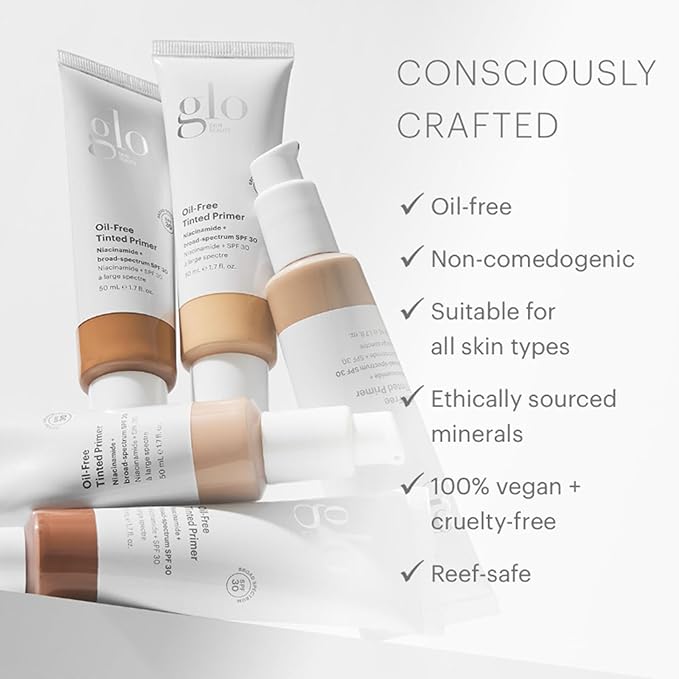 Glo Skin Beauty Oil-Free Tinted Primer SPF 30, (Light Medium), 1.7 oz - Mineral Makeup for Face, 4-in-1 Foundation Primer, Sheer Coverage, Skincare & Sunscreen With Broad Spectrum UVA/UVB Protection-Velvo Beauty