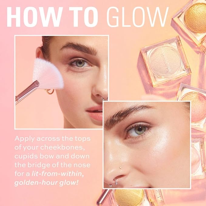 Makeup Revolution Beam Bright Highlighter, All Over Face Glow, Powder To Liquid Formula, 5 Different Shades, Golden Gal-Velvo Beauty
