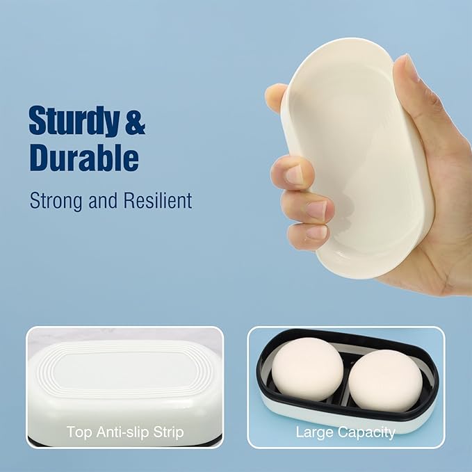 Shampoo Bar Holder Travel Case, Large Soap Holder for 5 oz/10 oz Oversized Bars, Durable & Versatile Storage Soap Container with Drainage Layer (1 Pack, White Style A-Large)-Velvo Beauty