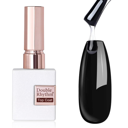 Double Rhythm 15ML No Wipe Gel Top Coat Base Coat Iridescent Glitter Shimmer 2 in 1 Nail Polish Soak Off Manicure DIY Home Salon (Clear)-Velvo Beauty