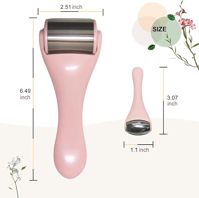 Ice Roller for Face, Ice Rollers 2 Pcs, Face Roller for Face Massager, Ice Face Roller for Wrinkles,Puffiness, Migraine Relief, Mini Eye Roller for Eyes Dark Circles (Pink)-Velvo Beauty
