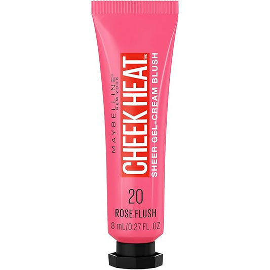 Maybelline Cheek Heat Gel-Cream Blush Makeup, lightweight, Breathable Feel, Sheer Flush Of Color, Natural-Looking, Dewy Finish, Oil-Free, Rose Flush, 1 Count-Velvo Beauty