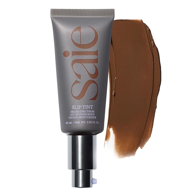 Saie Slip Tint Tinted Moisturizer with SPF 35 - Light Coverage, Glowy Skin Tint & Mineral Sunscreen for Face with Hydrating Hyaluronic Acid - Summer Makeup Essential - Shade Nine + Half (1.35 oz)-Velvo Beauty