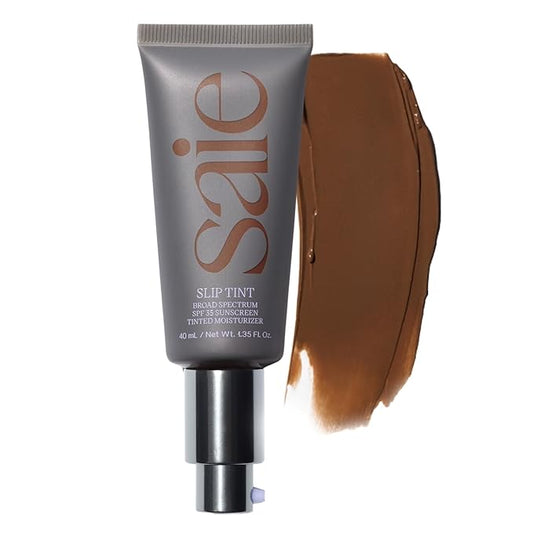 Saie Slip Tint Tinted Moisturizer with SPF 35 - Light Coverage, Glowy Skin Tint & Mineral Sunscreen for Face with Hydrating Hyaluronic Acid - Summer Makeup Essential - Shade Nine + Half (1.35 oz)-Velvo Beauty