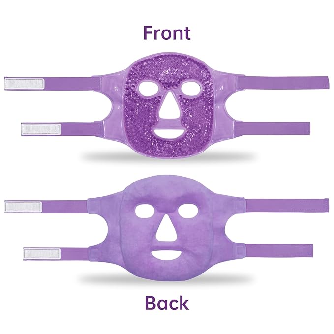 Ice Pack Face Eye Mask for Dark Circles and Puffiness,Gel Cold Cooling Face Mask for Migraines, Headache, Stress and Relaxation (Purple)-Velvo Beauty