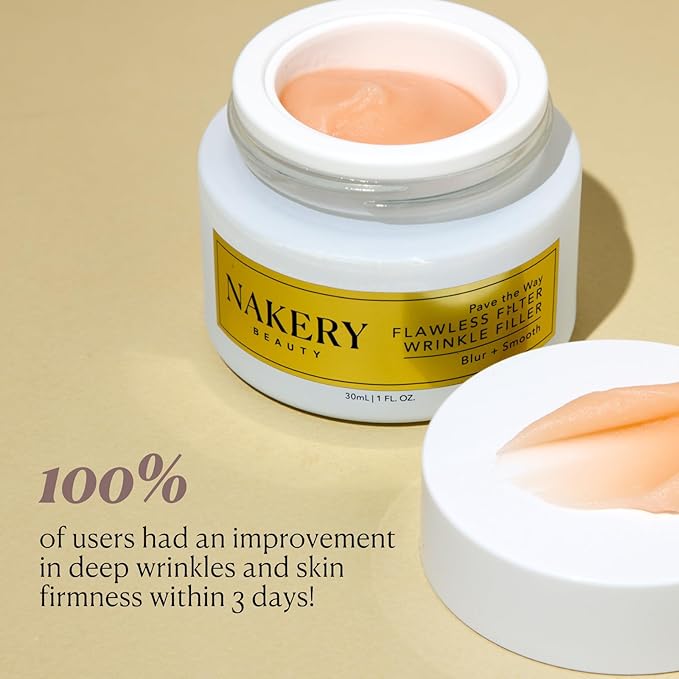 Nakery Pave The Way Flawless Filter Wrinkle Filler, Anti Aging Face Cream for Women, Instantly Smooths Deep Wrinkles, Blurs Imperfections, Skin Tightening Primer, Clinically Proven Formula Made in USA-Velvo Beauty