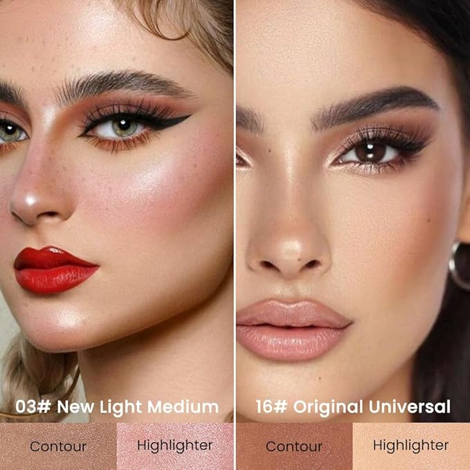 evpct 2in1 Face Shaping & Contouring Stick Cream Contour Concealer Bronzer Stick Makeup Kit for Face Highlighter Makeup Stick contorno maquillaje de maquillaje, NEW Light Medium + ORIGINAL Universal-Velvo Beauty