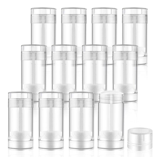 12 Pieces 15g Clear Plastic Deodorant Containers,Empty 1/2 oz Travel Lip Balm Tubes,Refillable Twist-UP Solid Perfume Tubes,Lipstick Tubes for DIY-Velvo Beauty