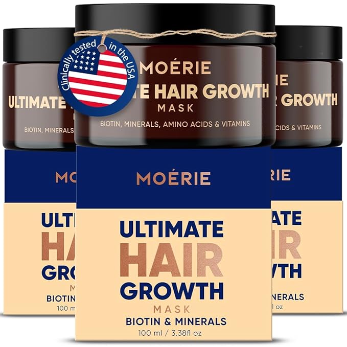 Moerie Hair Growth & Repair Mask - Restorative, Vegan-Friendly Treatment for Longer, Thicker, Fuller Hair - 100ml, 3 pack-Velvo Beauty