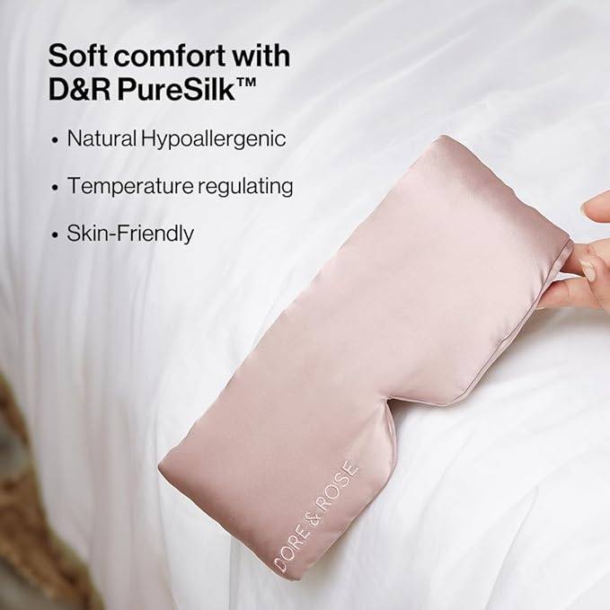 Dore & Rose Deep Sleep Mask Light Blocking, 23 Momme Mulberry Silk Eye Mask, Ultra Soft, Adjustable - Travel Sleeping Mask for Men & Women - Lotus-Velvo Beauty