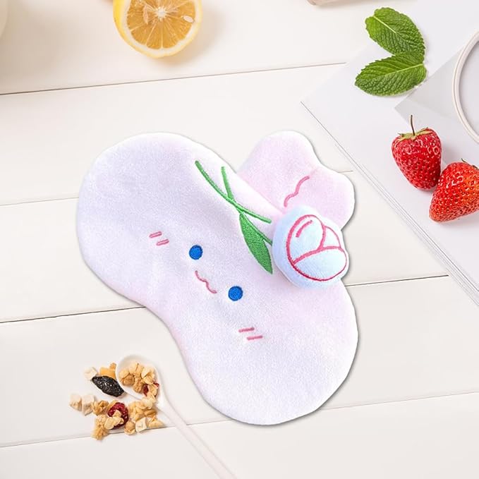 PERFECTSIGHT Rabbit Sleep Eye Masks, Cute Plush Sleep Eye Cover Lightweight Adjustable Eyeshade Faux Fur Mask Cover for Women Men Sleep Travel Nap, Pink Bunny Tulip-Velvo Beauty