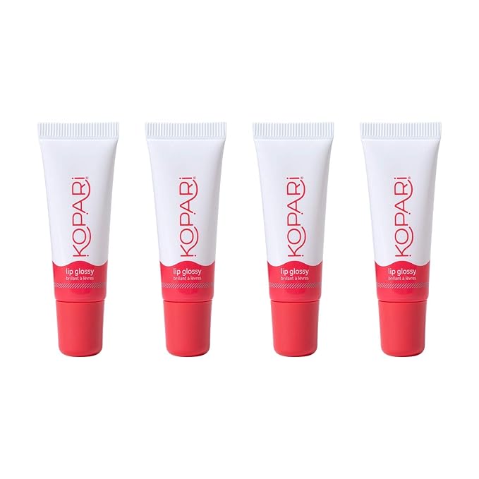 Kopari Coconut Lip Glossy Clear - Hydrating and Moisturizing Coconut Oil, Vitamin E and Shea Butter Lip Gloss With 100% Organic Coconut Oil, Non GMO, Vegan Sulfate Free (4 Pack)-Velvo Beauty