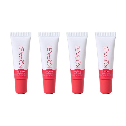 Kopari Coconut Lip Glossy Clear - Hydrating and Moisturizing Coconut Oil, Vitamin E and Shea Butter Lip Gloss With 100% Organic Coconut Oil, Non GMO, Vegan Sulfate Free (4 Pack)-Velvo Beauty