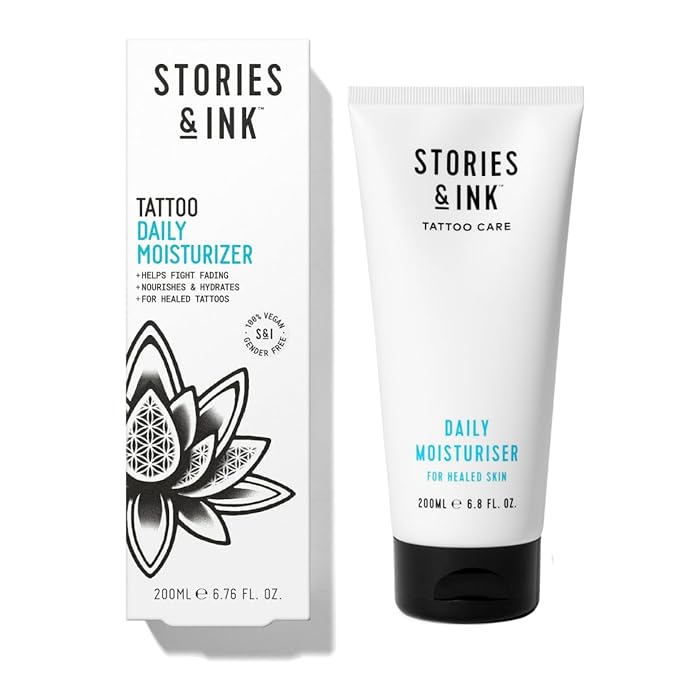 Stories & Ink Tattoo Care | DAILY MOISTURIZER for healed skin - with Advanced UV Ink Protection to Prevent Tattoo Fading, Protects & Hydrates Healed Tattoos, 200 mL / 6.8 Fl Oz-Velvo Beauty