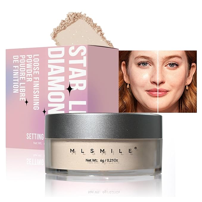 AKARY White Translucent Setting Powder, Shimmer Finishing Powder Oil Control for Long Lasting Makeup, Lightweight Loose Powder Waterproof Makes Skin Downy, Blurring Powder for All Skin Tones, 01-Velvo Beauty