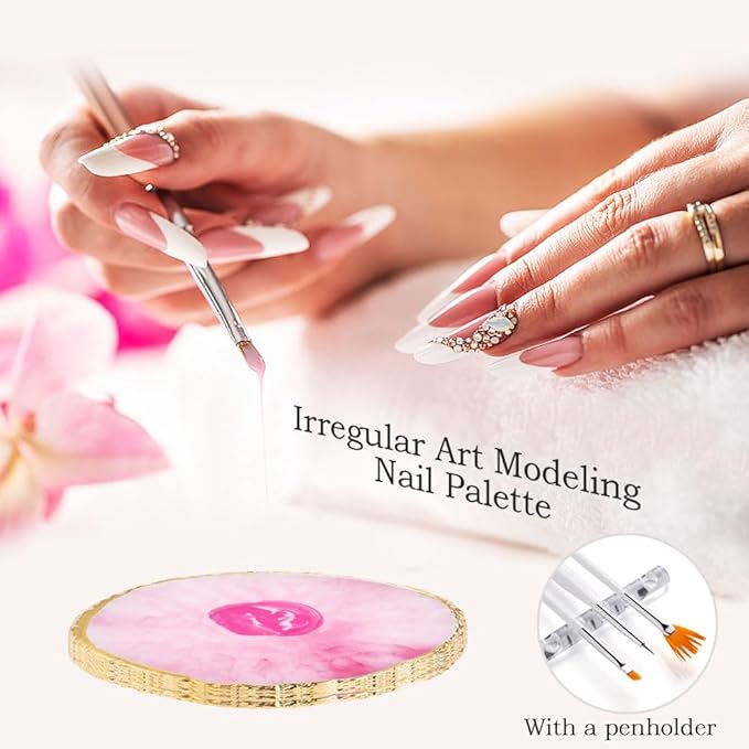 Nail Art Tools 27Pcs Set,Nail Art Brush,Resin Nail Art Palette,5 Pcs Nail Art Pens Liner Brush,2-way Acrylic Silicone Engraving Pen Dotting Pen Tools Nail Art Kit for Nail Art DIY-Velvo Beauty