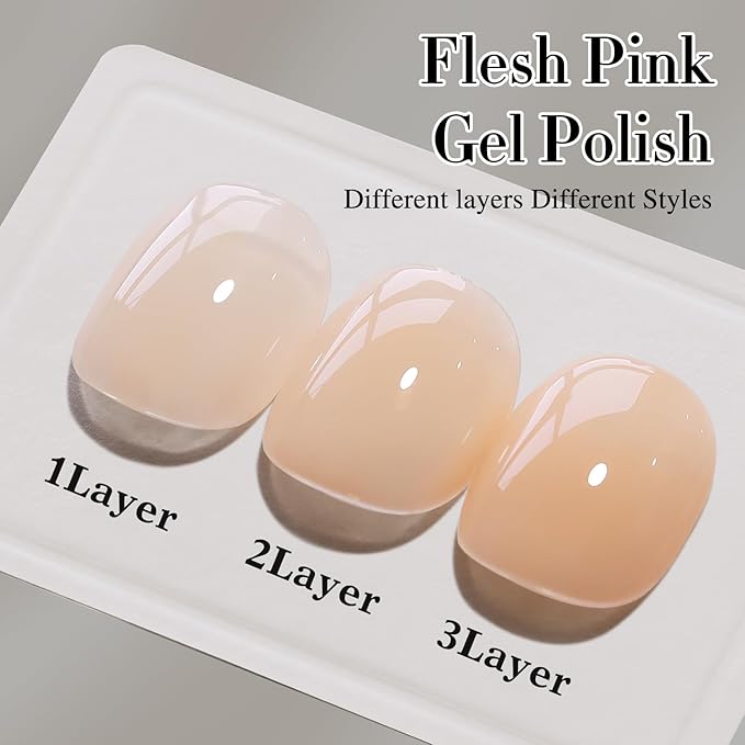 Double Rhythm Translucent Gel Polish Sheer Neutral Natural Light Milky Same Color Same Bottle 15ML Jelly UV Nail Polish Nail Art DIY at Home (Light Yellow Pink-A1423)-Velvo Beauty