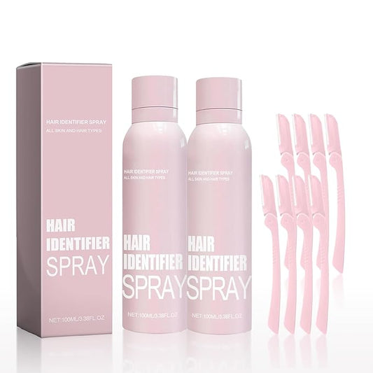 2pcs Hair Identifier Spray for Face Shaving, Skin Body Hair Identifying Spray With Razors,Hair identifier for Face Dermaplaning, Moisturizing and Skin Care Dermaplaner-Velvo Beauty
