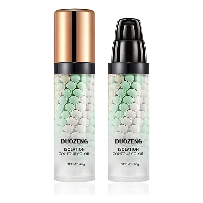 1 Pcs One Step Color Corrector,Natural Isolation Cream,Face Primer Makeup Tricolor Moisturizer,Oil Control & Moisturizing Skin Tone Correcting Primer Concealer Foundation Set B-Velvo Beauty