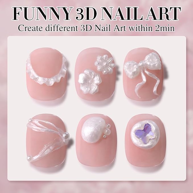 Double Rhythm 3D Nail Gel Pearl Solid Sculpting Gel for Nail Art Non-Sticky Hard Gel for Building Carving Molding Nail Extension Soak Off UV/LED Nail Art Salon Home DIY 0.5 Oz (Silver-Silk 01)-Velvo Beauty