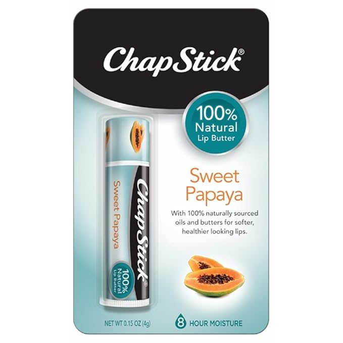 ChapStick Papaya 100% Natural Lip Butter Tube, Lip Balm - 0.15 Oz, Non-tinted, Sweet Papaya-Velvo Beauty