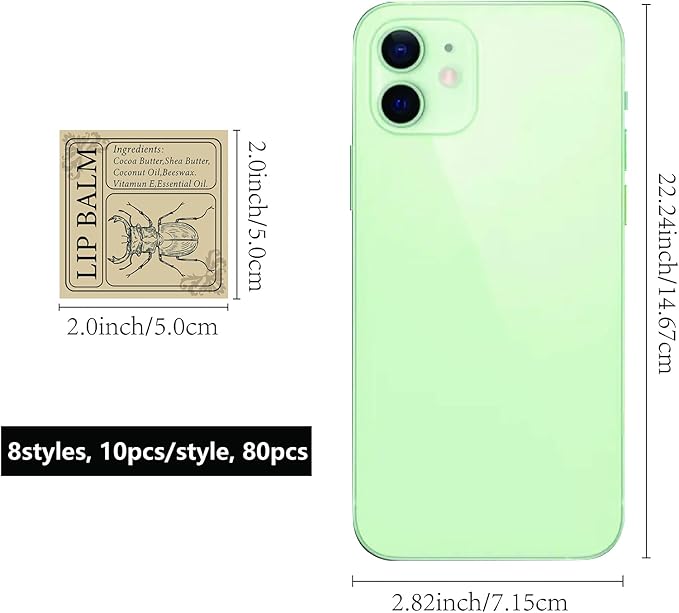 CRASPIRE Lip Balm Labels 80pcs Homemade Lip Balm Labels 2” Clear Lip Balm Labels for Tubes Printable Waterproof Lip Balm Stickers Labels for Lip Balm Handcream Candle Container（Insect-Brown）-Velvo Beauty
