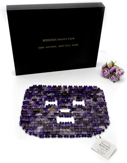 Jade Face Mask, Jade Mask for Relieving Face & Eye Puffiness Migraine, Anti Wrinkle Mask Therapy, Yoga Meditation Tools (Amethyst)-Velvo Beauty