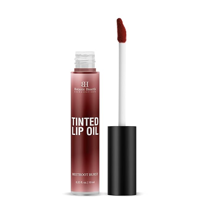 Botanic Hearth Tinted Lip Oil | Moisturizing Lip Gloss Oil for Dry Lips | Deep Red Gloss | Lightweight & Non Greasy | 0.3fl oz-Velvo Beauty
