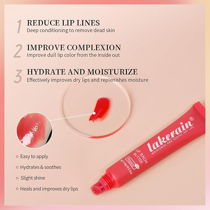 Erinde Lip Butter Balm, Moisture Hydration Lip Butter Gloss, Sheer Tinted Lip Mask and Lip Balm, Soothing Lip Treatment Care Makeup, Shine Lip Glow Oil for Dry, Chapped Lips, 06 Pink Sugar-Velvo Beauty