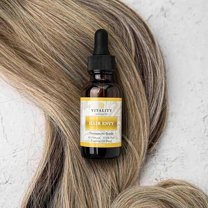 Vitality Extracts Hair Envy - Natural Hair Growth Serum - 100% Pure Essential Oils, 15 Plant Extracts, No Synthetics, No Parabens - Strengthen Hair, Minimize Breakage, Stimulate Follicles-Velvo Beauty