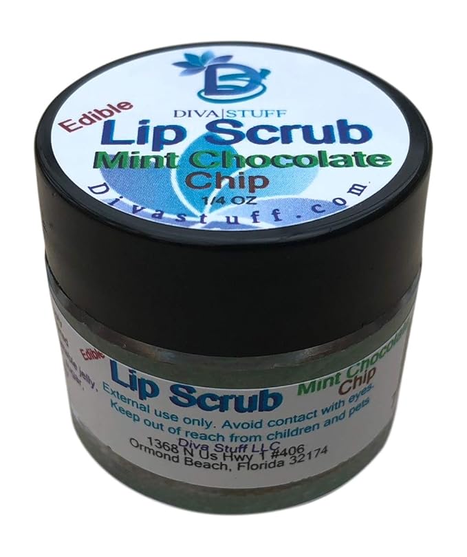 Diva Stuff Ultra Hydrating Lip Scrub for Soft Lips, Gentle Exfoliation, Moisturizer & Conditioner, Mint Chocolate Chip – ¼ oz (Made in the USA)-Velvo Beauty
