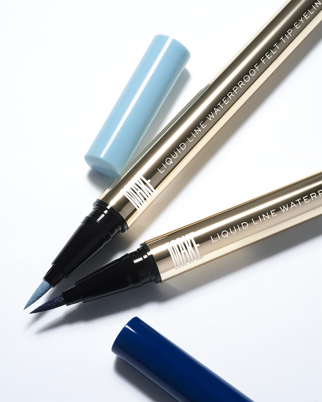 MAKE Beauty Liquid Line Waterproof Liquid Eyeliner Pen. Smudge-Proof Felt Tip for Precise Application of Lines, Wings, and Graphics. Long Lasting Eye Liner - Shade, Wavelength-Velvo Beauty