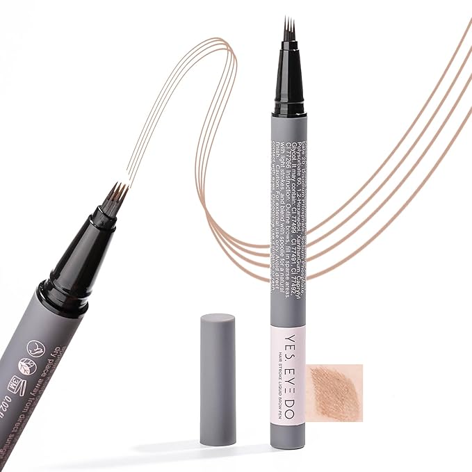 Light Blonde Eyebrow Pencil for Older Women, Light Taupe Eyebrow Pen with Hair Stroke, Ultra Precise Microblading 4-Tip Eyebrow Pen, 24H Long Wear YES.EYE DO(Golden Caramel-Light Blonde)-Velvo Beauty