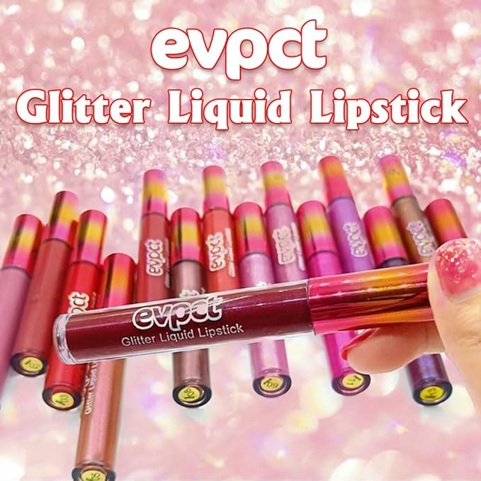 evpct 1Pcs Wine Red Matte to Glitter Liquid Lipstick Lip Set Kit, Long Lasting Matte Diamond Glitter Lipstick Waterproof, Colorful Sparkly Glossy Metallic Shimmer Sparkle Lip Gloss for Women 06#-Velvo Beauty