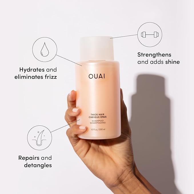 OUAI Thick Shampoo Refill - Moisturizing Shampoo with Keratin, Marshmallow Root, Shea Butter & Avocado Oil for Thick Hair - Strengthens & Hydrates - Paraben, Phthalate & Sulfate Free (32 Fl Oz)-Velvo Beauty
