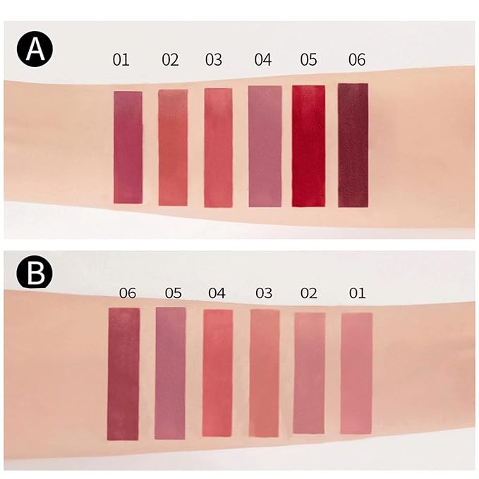 DEROL Lip Plumper Set,Natural Lip Plumper and Lip Care Serum,Lip Enhancer for Fuller,6Pcs Matte Liquid Lipstick Makeup Set, Matte liquid Long-Lasting Wear Non-Stick Cup Not Fade Waterproof Lip Gloss-Velvo Beauty