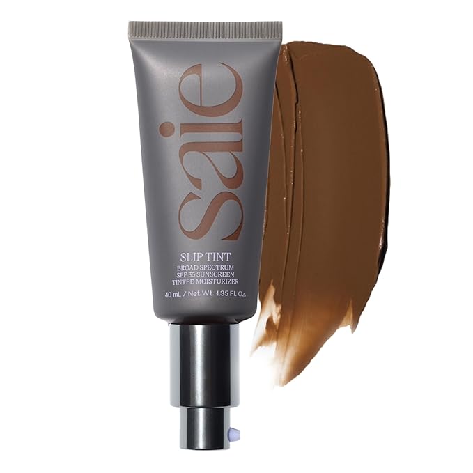 Saie Slip Tint Tinted Moisturizer with SPF 35 - Light Coverage, Glowy Skin Tint & Mineral Sunscreen for Face with Hydrating Hyaluronic Acid - Summer Makeup Essential - Shade Ten (1.35 oz)-Velvo Beauty