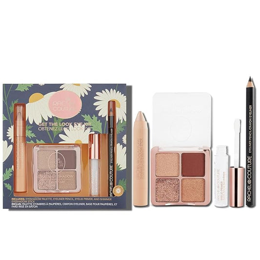 Rachel Couture Get the Look Eye & Lip Makeup Kit with Eyeshadow Palette, Eyeliner Pencil, & Eyelid Primer | Infused with Daisy Extract | Vegan & Cruelty-Free-Velvo Beauty
