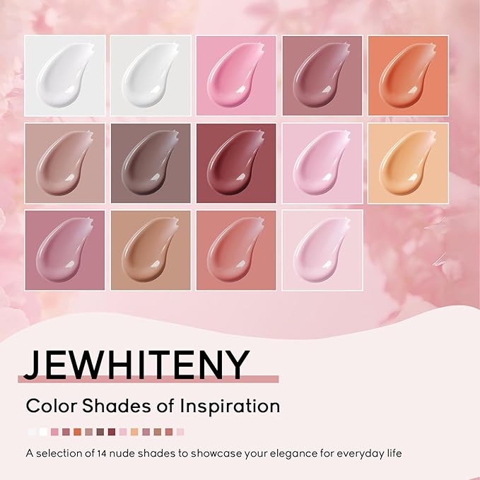 JEWHITENY 14 Colors Poly Extension Gel Nail Kit With U V Lamp Nude Pink White Brown All In One Poly Gel Starter Kit With Base Top Coat Manicure Salon Frence Nail Art DIY-Velvo Beauty