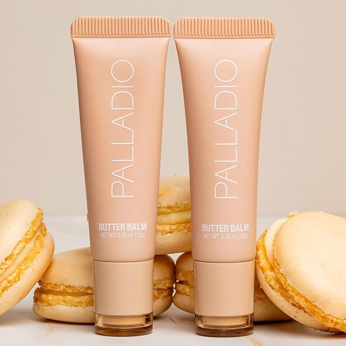 Palladio Butter Balm - Hydrating Lip Balm with Sheer Tint, Aloe, Peptides, Shea Butter, and Vegan Formulation for Instant Moisture, Shine, and Soothing Lip Care, French Vanilla-Velvo Beauty