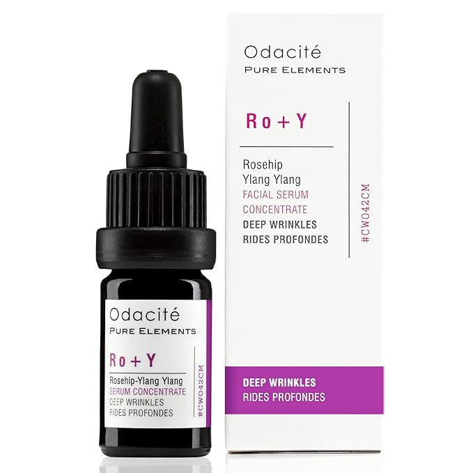 Odacité Anti Aging Serum Concentrate with Rosehip + Ylang-Ylang - Lightweight Facial Serum For Mature Skin, Fine Lines, Nourishes for Look of Plump, Youthful Skin - 0.17 Fl. Oz-Velvo Beauty