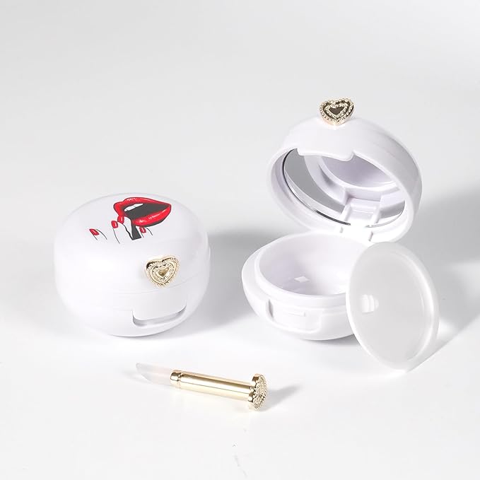 2 Pack Lip Balm Containers,Plastic Portable Empty Lip Balm Container with Mirror and Silicone Lip,Empty Lipstick Dispenser Box for Travel,Home-Velvo Beauty